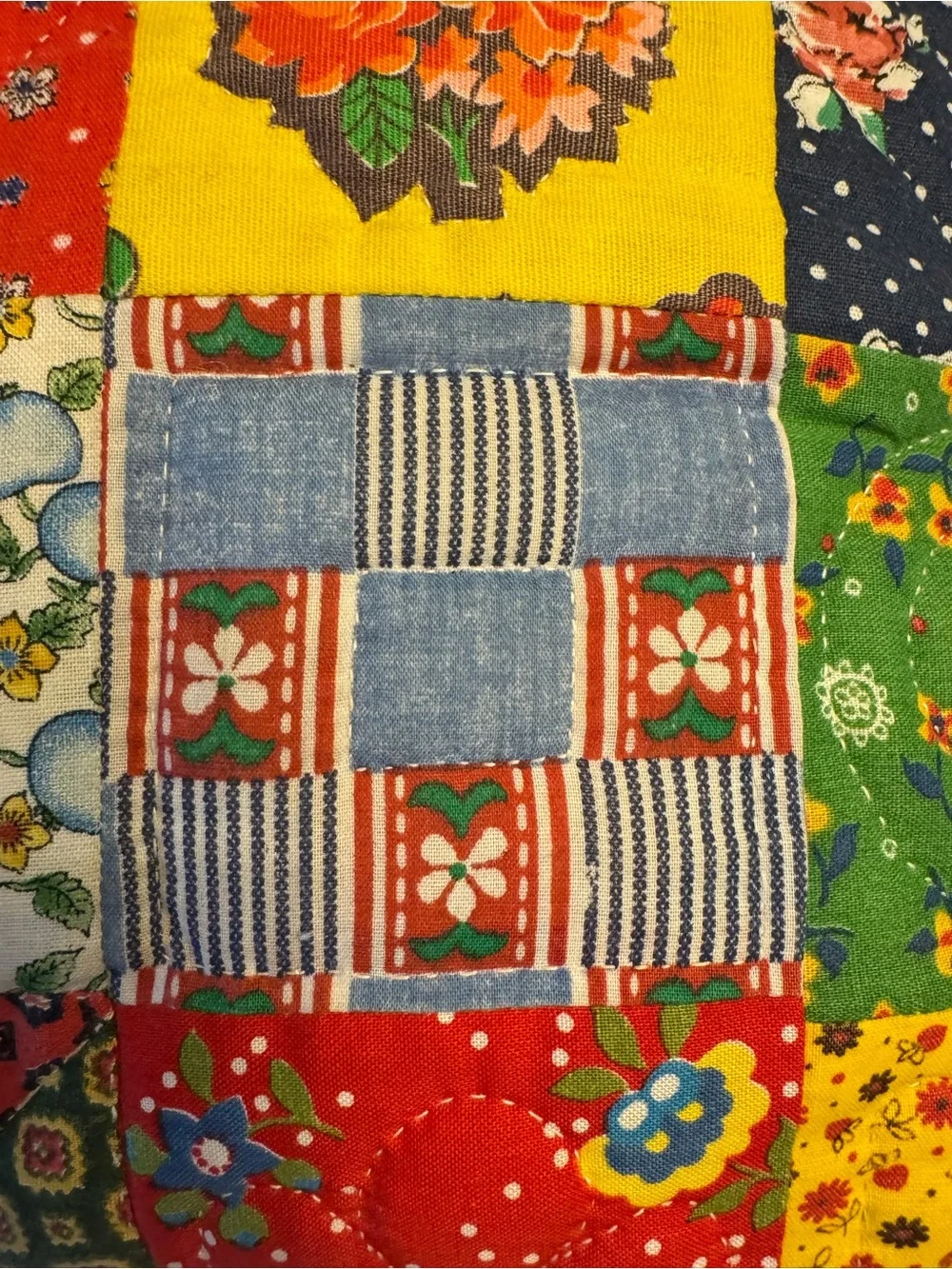 Vintage! Handmade Patchwork Quilted Throw Pillow